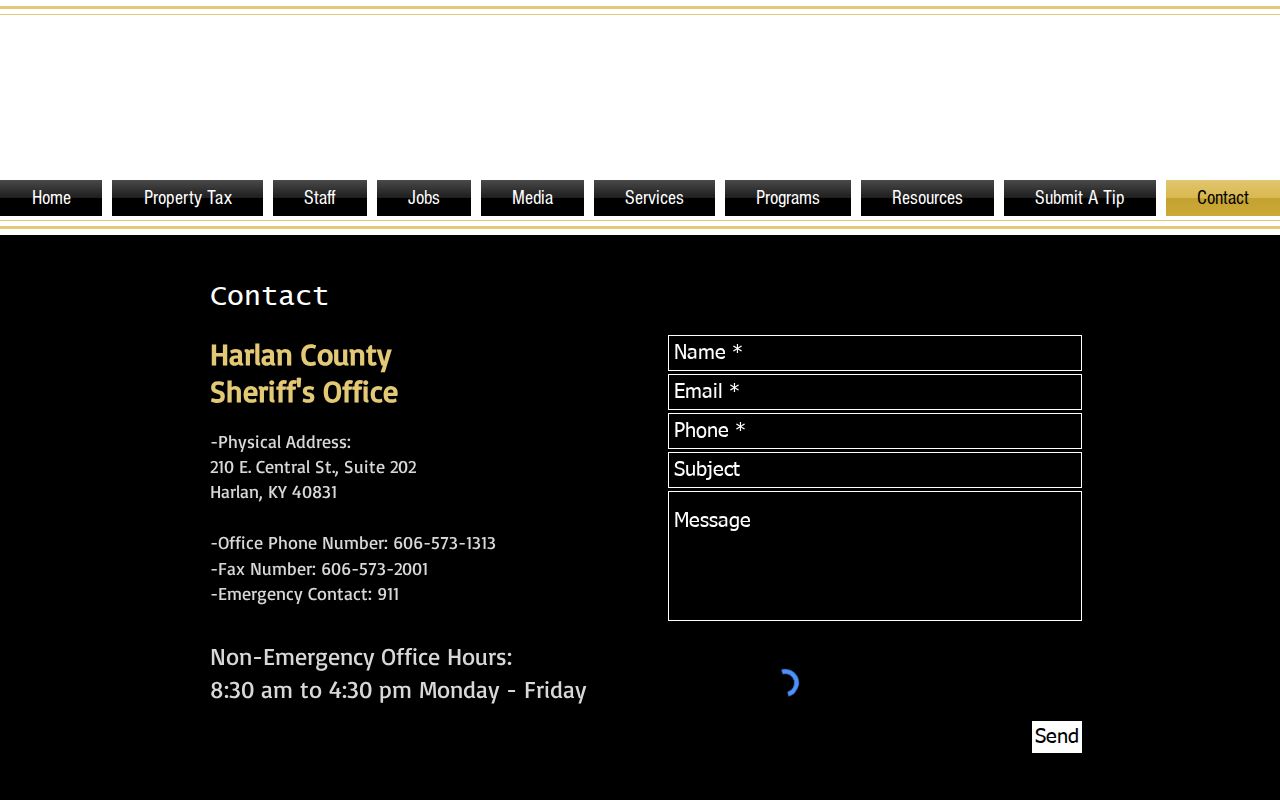 Harlan County Sheriff official contact page