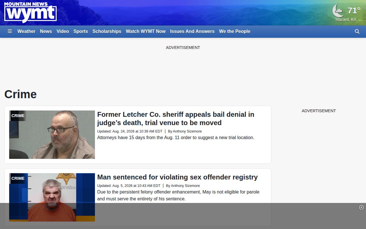 WYMT regional crime page serving Cumberland